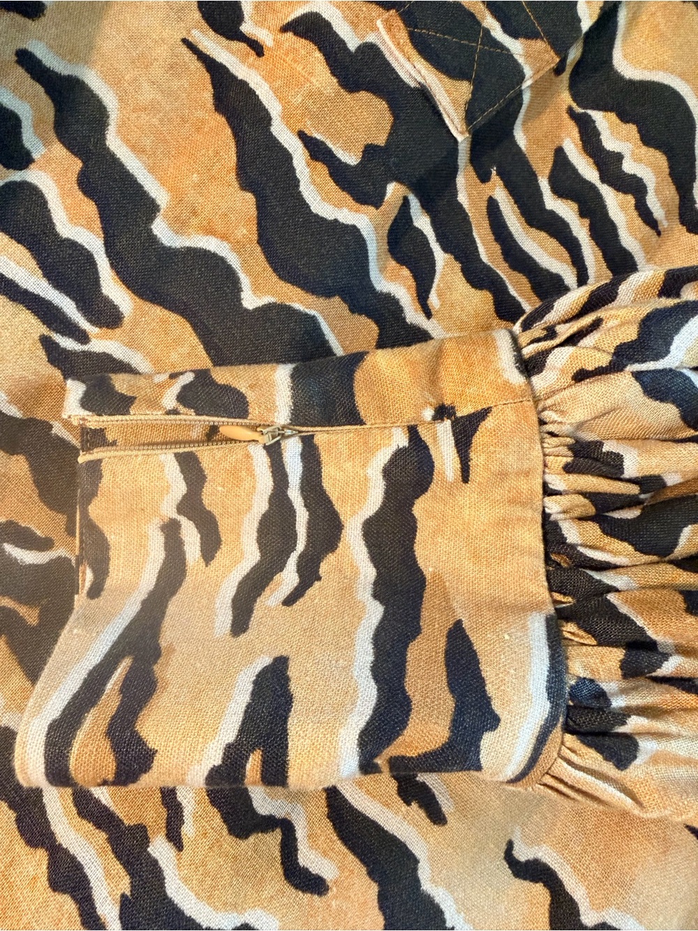 Zimmermann 100% Linen Tiger-Print Mini Dress in Tan and Black - Picture 8 of 12